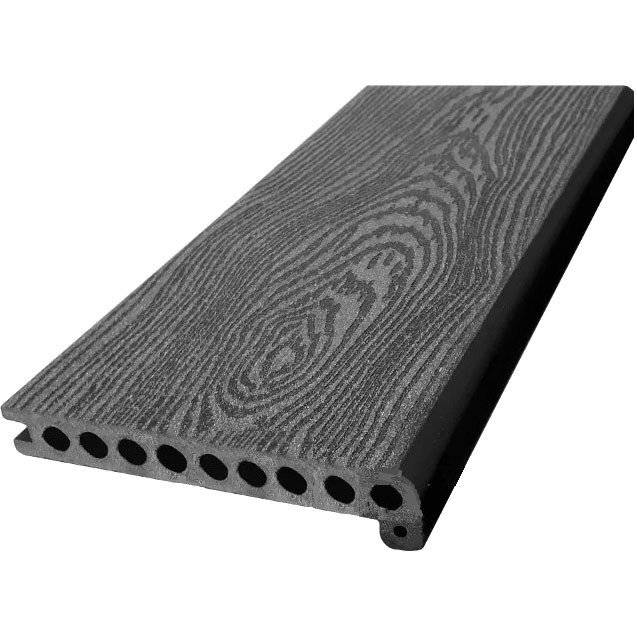 Ступень из ДПК HOLZHOF с тиснением "Кольца дерева", 160*22*4000 мм, антрацит