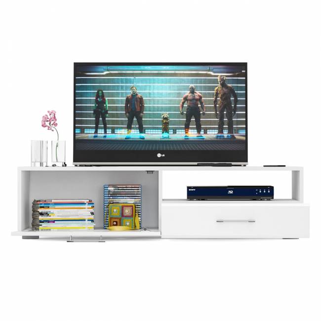 Тумба под ТВ Ларго 1,4 цвет белый/белый глянец