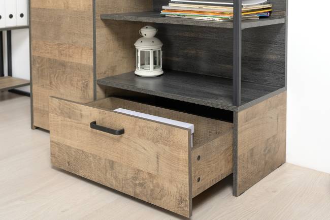 Стенка в гостиную с подсветкой серии Трувор № 21 цвет дуб гранж песочный/интра