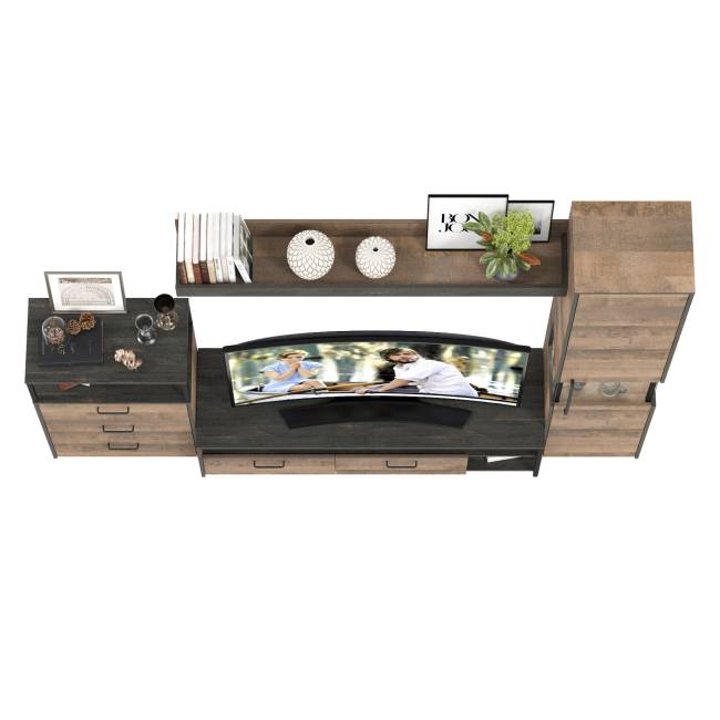 Стенка для гостиной с подсветкой Трувор № 23 цвет дуб гранж песочный/интра