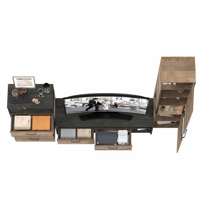 Стенка для гостиной с подсветкой Трувор № 24 цвет дуб гранж песочный/интра