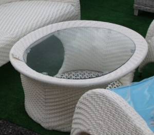 Столик кофейный "Монтана", из искусственного ротанга, белый, серый