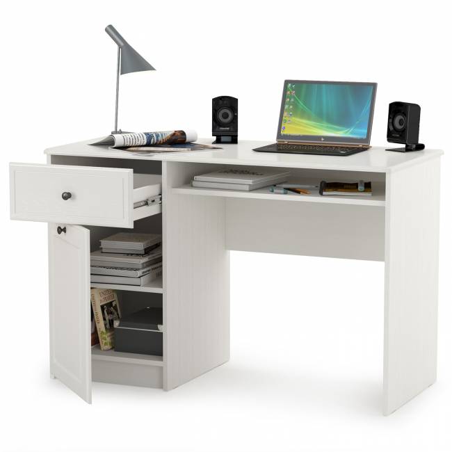 Стол письменный Роуз 12.148 цвет белый с тиснением поры дерева/ясень ваниль Стол письменный Роуз 12.148 цвет белый с тиснением поры дерева/ясень ваниль