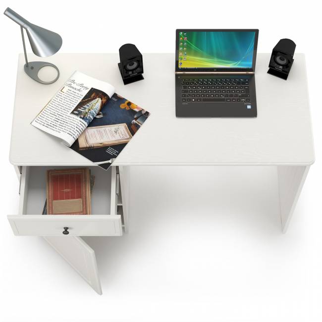 Стол письменный Роуз 12.148 цвет белый с тиснением поры дерева/ясень ваниль Стол письменный Роуз 12.148 цвет белый с тиснением поры дерева/ясень ваниль