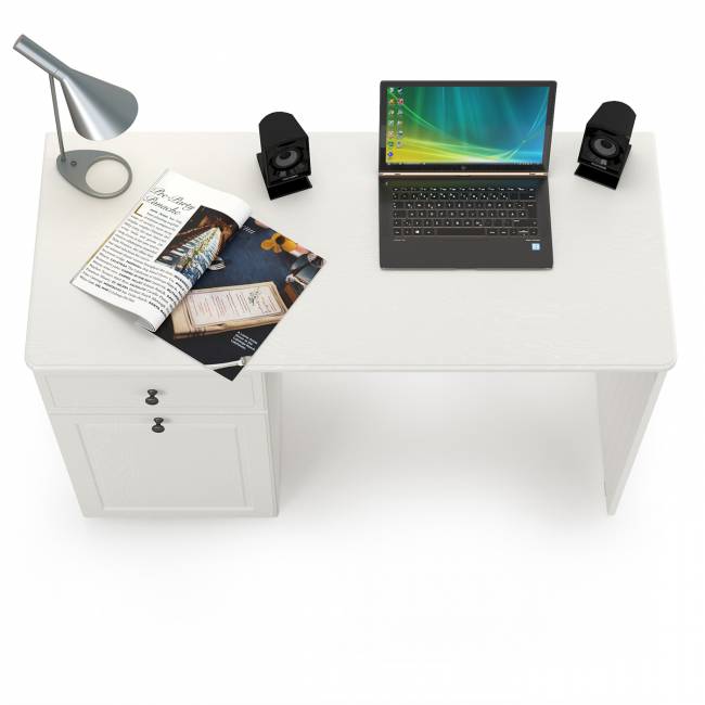 Стол письменный Роуз 12.148 цвет белый с тиснением поры дерева/ясень ваниль Стол письменный Роуз 12.148 цвет белый с тиснением поры дерева/ясень ваниль