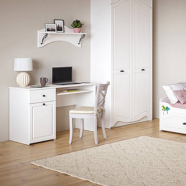 Стол письменный Роуз 12.148 цвет белый с тиснением поры дерева/ясень ваниль Стол письменный Роуз 12.148 цвет белый с тиснением поры дерева/ясень ваниль