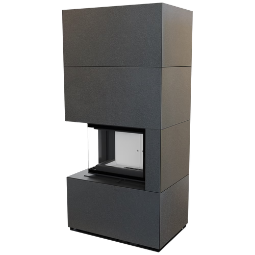 Каминокомплект FLOKI в облицовке INDIAN BLACK, угловое стекло слева