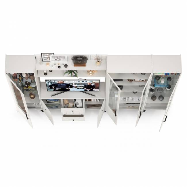 Большая стенка в гостиную Валенсия № 108 цвет белый шагрень Большая стенка в гостиную Валенсия № 108 цвет белый шагрень