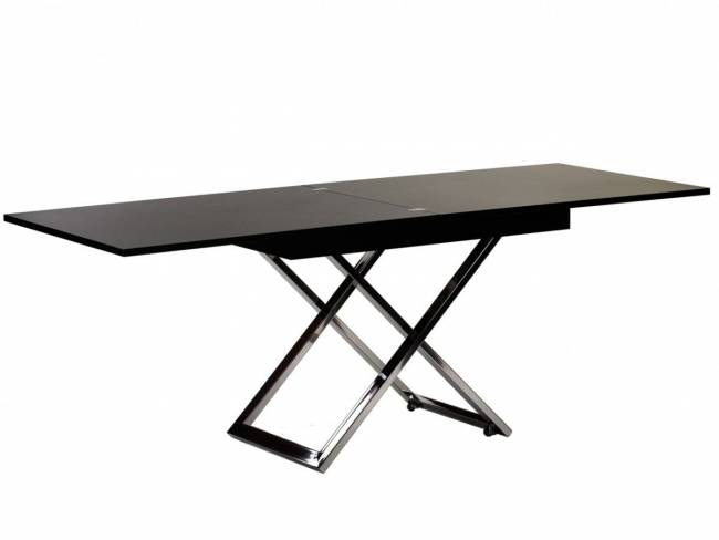 Стол-трансформер Левмар Cross G27/S79 черный глянец/ опоры нерж.сталь