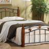 Кровать AT-126 дерево гевея/металл, 90*200 см (Single bed), красный дуб/черный дуб темный