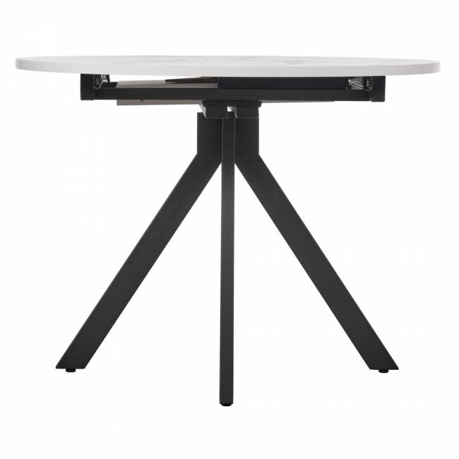 Стол Rudolf круглый раскладной 100-130x100x75см, белый мрамор, чёрный Стол Rudolf круглый раскладной 100-130x100x75см, белый мрамор, чёрный