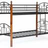 Кровать BOLERO двухярусная дерево гевея/металл, 90*200 см (bunk bed), красный дуб/черный красный дуб/черный дерево гевея/металл