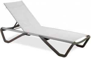 Шезлонг-лежак металлический Wave тортора, белый 1910х715х300 мм