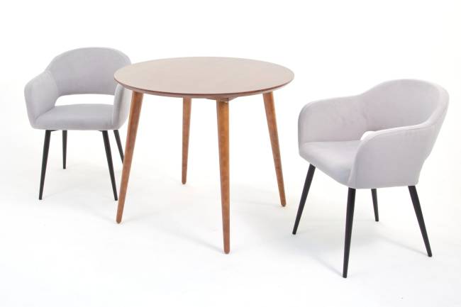 Стол Монте К 100 орех с креслами Пичч велюр серый Стол Монте К 100 орех с креслами Пичч велюр серый