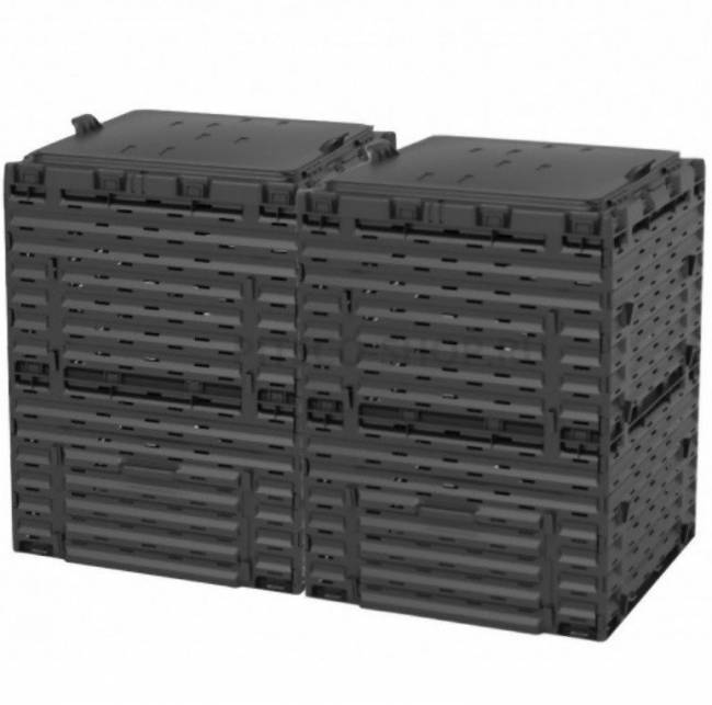 Компостер садовый 600 л PITECO с крышкой K2130, K2030 чёрный (из 2-х мест)