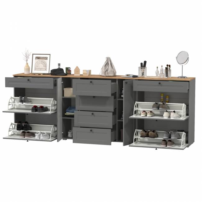 Две обувницы и комод Остин цвет серый графит/дуб крафт золотой