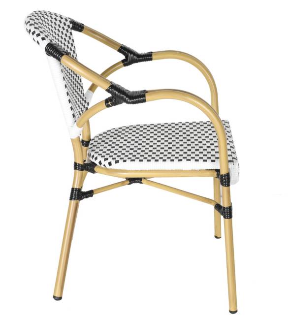 "Кабри" плетеный стул из искусственного ротанга, цвет черно-белый "Кабри" плетеный стул из искусственного ротанга, цвет черно-белый