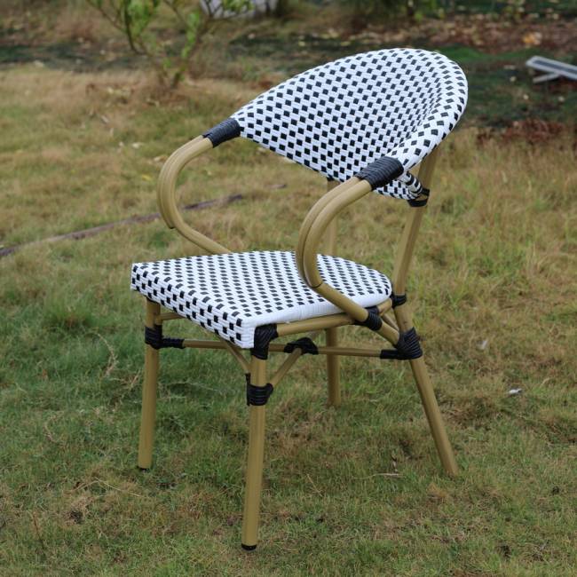 "Кабри" плетеный стул из искусственного ротанга, цвет черно-белый "Кабри" плетеный стул из искусственного ротанга, цвет черно-белый