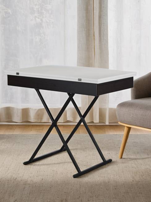 Стол-трансформер Лерон белый/черный