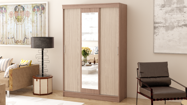 Шкаф-купе СВК-1300 цвет ясень шимо светлый/ясень шимо тёмный