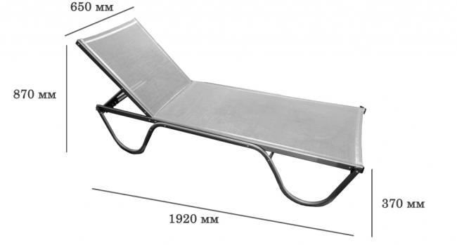 Шезлонг-лежак металлический Ankara тортора 1920х650х870 мм