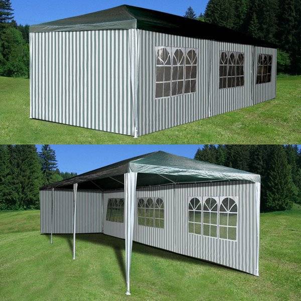Шатер для дачи и кафе-3x9m зеленый с белым