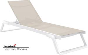 Шезлонг-лежак металлический Tropic белый, бежевый 2100х720х310 мм