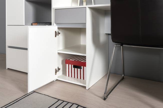 Для двоих детей молодёжная стенка Торонто цвет белый шагрень/стальной серый Для двоих детей молодёжная стенка Торонто цвет белый шагрень/стальной серый