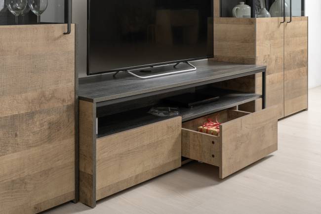 Стенка в гостиную Трувор № 86 цвет дуб гранж песочный/интра