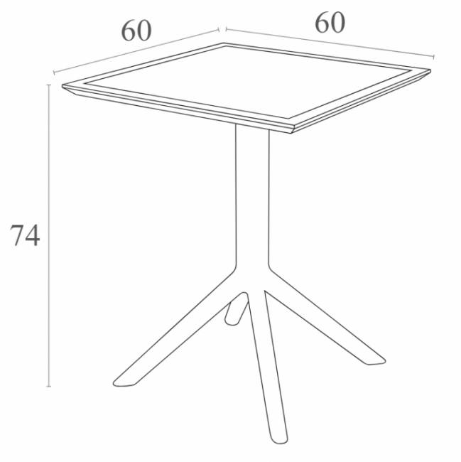 Стол пластиковый складной Sky Folding Table 60 черный 600х600х740 мм