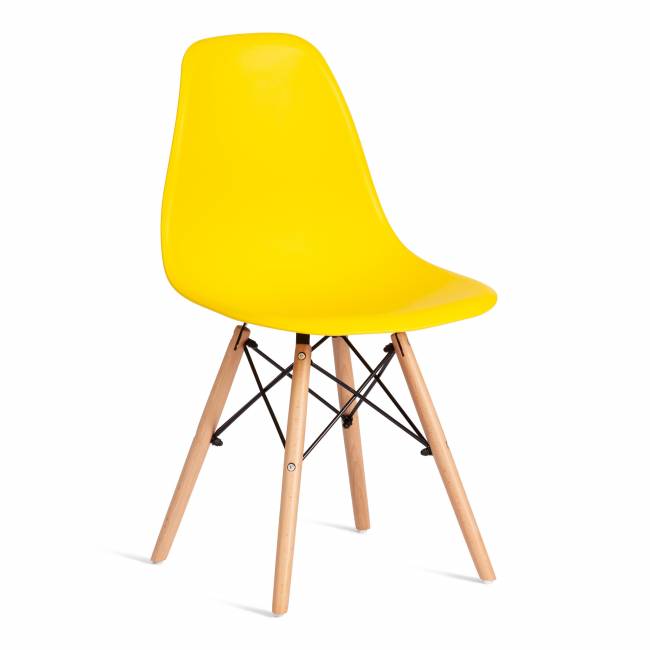 Стул CINDY (EAMES) (mod. 1801) / 1 шт. в упаковке дерево бук/металл/сиденье пластик, 45x51x82 см, Yellow (Желтый) Yellow (Желтый) дерево бук/металл/сиденье пластик