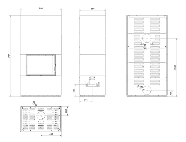 Каминокомплект Kratki PRO FLOKI NATURALI ARDESIA NERO A SPACCO