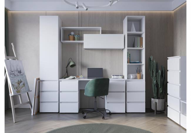 Компьютерный стол Элла ПС 02 белый / белый