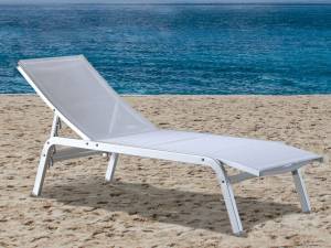 Шезлонг-лежак металлический Navy серебристый 2000х600х1000 мм