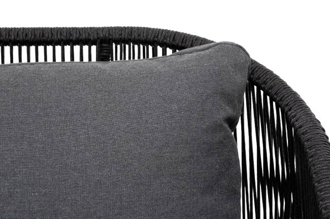 "Милан" диван 3-местный плетеный из роупа, каркас алюминий темно-серый (RAL7024) муар, роуп темно-серый круглый, ткань темно-серая 027 "Милан" диван 3-местный плетеный из роупа, каркас алюминий темно-серый (RAL7024) муар, роуп темно-серый круглый, ткань темно-серая 027