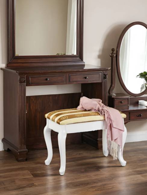 Банкетка Ретро с ящиком белый, ткань полоса коричн.