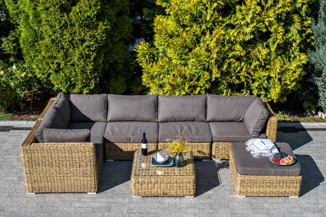 "Лунго" модуль диванный угловой с подушками, цвет соломенный (гиацинт) "Лунго" модуль диванный угловой с подушками, цвет соломенный (гиацинт)