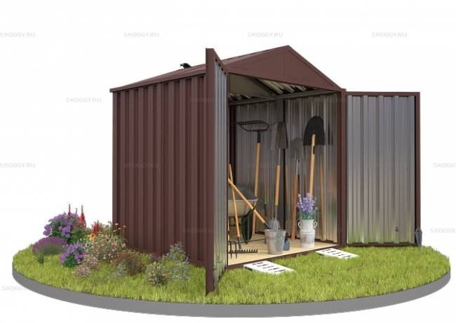 Хозблок SKOGGY секционный с двускатной крышей 2 х 2 м, шоколадный