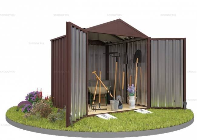 Хозблок SKOGGY секционный с двускатной крышей 2 х 2 м, шоколадный