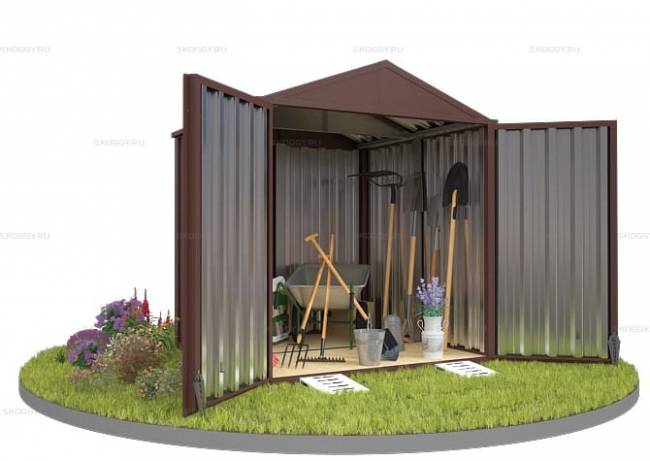 Хозблок SKOGGY секционный с двускатной крышей 2 х 2 м, шоколадный