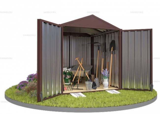 Хозблок SKOGGY секционный с двускатной крышей 2 х 2 м, шоколадный