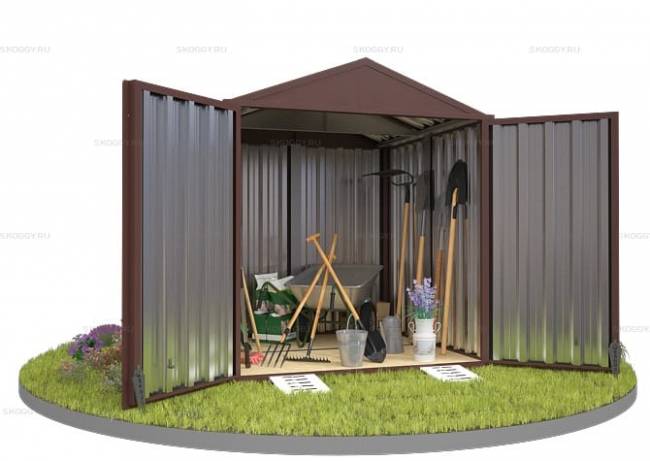 Хозблок SKOGGY секционный с двускатной крышей 2 х 2 м, шоколадный