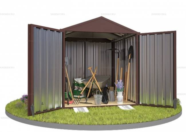 Хозблок SKOGGY секционный с двускатной крышей 2 х 2 м, шоколадный