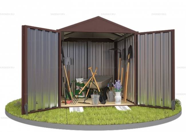 Хозблок SKOGGY секционный с двускатной крышей 2 х 2 м, шоколадный