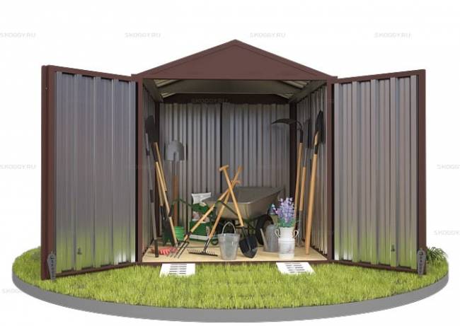 Хозблок SKOGGY секционный с двускатной крышей 2 х 2 м, шоколадный