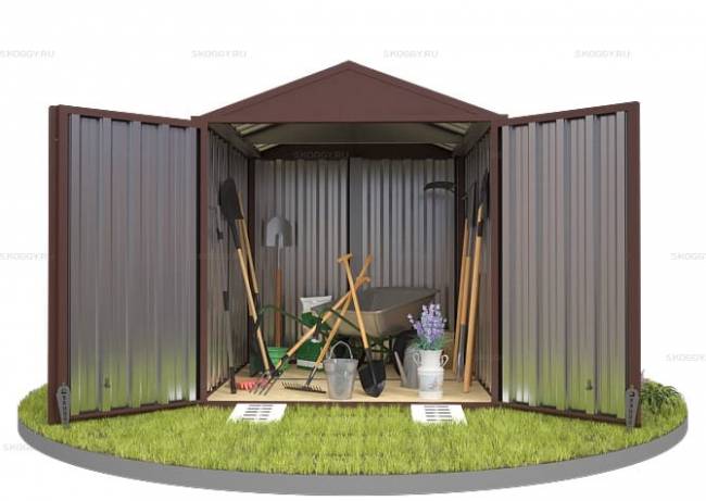 Хозблок SKOGGY секционный с двускатной крышей 2 х 2 м, шоколадный