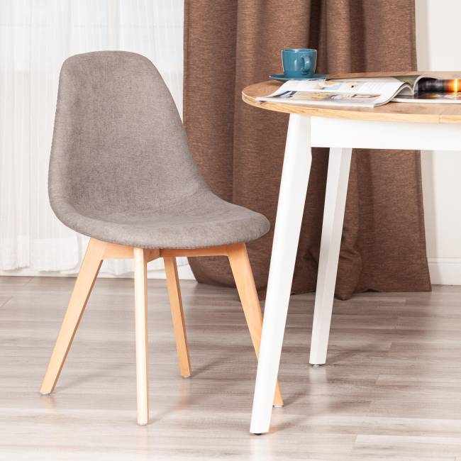 Стул CINDY SOFT (mod. C1021F1-1) фактурный велюр/дерево бук, 55 х 48 х 83 см, Серый LY1701-26 / натуральный (Комплект из 4 шт.) серый фактурный велюр/дерево бук