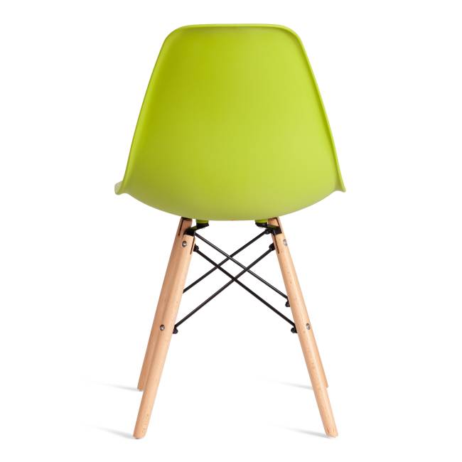 Стул CINDY (EAMES) (mod. 1801) дерево бук/металл/сиденье пластик, 45x51x82 см, Olive (оливковый)  (Комплект из 4 шт.) оливковый дерево бук/металл/сиденье пластик