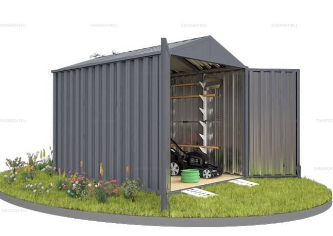 Хозблок SKOGGY секционный с двускатной крышей 3 х 2 м, брутальный серый