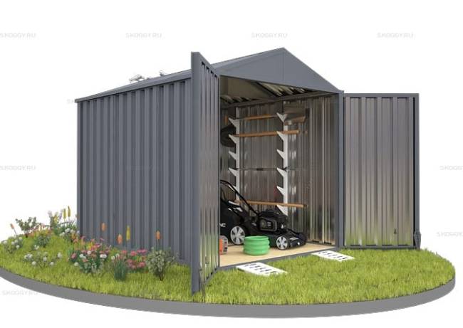 Хозблок SKOGGY секционный с двускатной крышей 3 х 2 м, брутальный серый